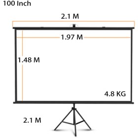 تصویر پرده پروژکتور ۱۵۰ اینچ پایه دار کرونی | CRONY 150 Inch projector screen with stand Portable Foldable 