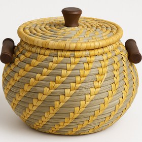 تصویر سطل برنج حصیری گندمی رنگی 