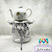 تصویر کتری قوری6لیتری شیر دار طرح سنگ کفه چدن( ضمانت دار) 