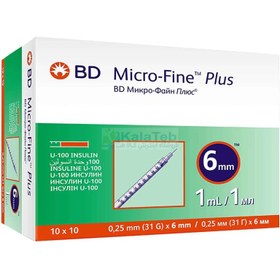 تصویر سرنگ انسولین بی دی مدل micro-fine plus حجم 1 میلی لیتر بسته 10 عددی 