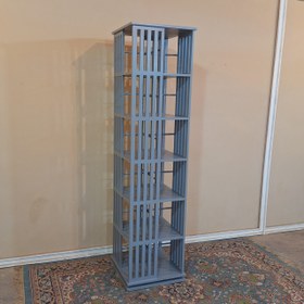 تصویر کتابخانه چرخشی 360 درجه نرده ای 6 طبقه طوسی 