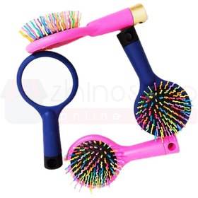 تصویر برس شانه مو آینه دار دکتر مورنینگ فر موجی ماکارونی تک جعبه Dr.Morning mirrored hair comb brush rainbow macaroni wave curl