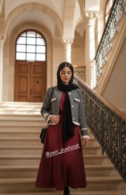 تصویر کت فوتر مزونی عروسکی آسترکشی شده زنانه - طوسی / ۴۴ Kot fotr