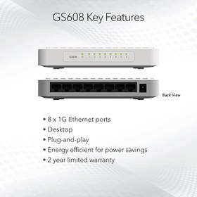 تصویر سوئیچ 8 پورت شبکه نت گیر GS608 