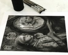 تصویر طراحی چهره سیاه قلم سایز A3 