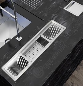 تصویر آبچکان توکار برازا استیل سایز ۸۰ سانت 