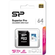 تصویر کارت حافظه سیلیکون پاور64گیگ Superior Pro color A1 V30 