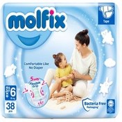 تصویر پوشک کودک مولفیکس ترکیه سایز 6 بسته 38 عددی Molfix Turkish baby diapers size 6 pack of 38 pcs