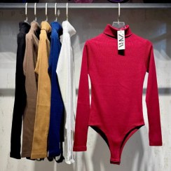 تصویر بادی یقه اسکی فینگردار مشکی 