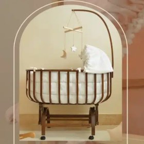 تصویر گهواره نوزاد چوبی مدل رویا 