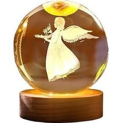 تصویر چراغ خواب گوی شیشه ای طرح "فرشته" (قطر 6و8 سانت) 