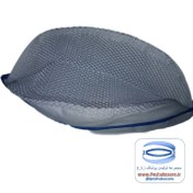 تصویر کلاه آشپزی قایقی طوری دار سفید آبی 