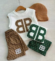 تصویر ست تاپ و شورت وارداتی طرح گوچی - قهوه ای / مدیوم 