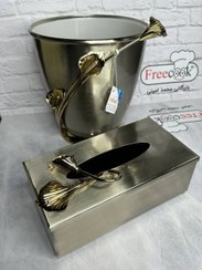 تصویر سطل و جادستمال فلزی طرح لیلیوم - سیلور 