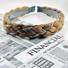 تصویر تل سر بافت نگینی - مشکی 