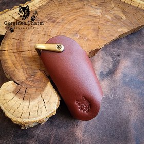 تصویر جاکلیدی پیچی چرم طبیعی فندوقی 