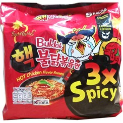 تصویر نودل کره ای سرخ شده مرغ سه برابر تند رامن بولداک سامیانگ 140 گرم Samyang Samyang buldak 3× spicy hot chicken flavor ramen fried korea noodles 140 g