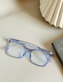 تصویر عینک طبی بلوکات مدل 203158 فریم مستطیلی رنگ آبی با لنز UV400 