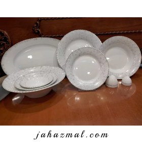 تصویر سرویس چینی زرین 6 نفره غذاخوری هانیکام (35 پارچه) Zarin Iran Shahrzad Honeycomb 35 Pieces FDC Dinnerware Set