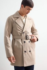 تصویر بارانی مردانه قهوه ای روشن دفکتو 