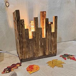 تصویر لوستر چوبی مدل کوتاه بلند 