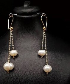 تصویر گوشواره دو لاین مروارید کد G1559 