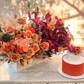 تصویر ست گل و کیک دوطبقه سوپرلوکس 