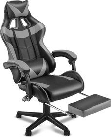 تصویر Gaming Chair Ergonomic High Back Gaming Chairs Reclining amp Height Adjustable Computer Chair with Neck and Lumbar Support Retractible Footrest Grey - ارسال 15 الی 20 روز کاری 