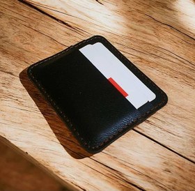 تصویر جا کارتی چرمی دست دوز مشکی 