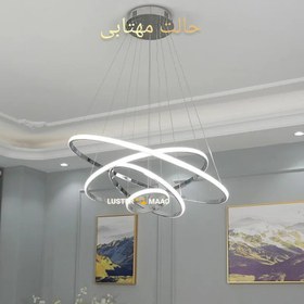 تصویر لوستر مدرن 4حلقه 4حالته با ریموت و دیمر دار و اپ موبیایل Loster