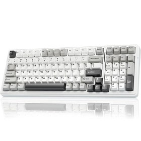 تصویر کیبورد گیمینگ سیم دار ، وایرلس و بلوتوثی آئولا مدل AULA F99 (رنگ کلید سفید / طوسی / مشکی ) سوئیچ Yelow 