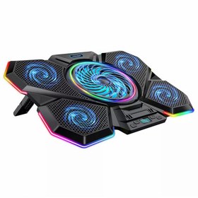 تصویر پایه خنک کننده لپ تاپ کول کلد مدل F13 RGB CoolCold F13 RGB 5-Fan Laptop CoolPad