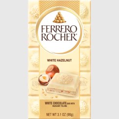 تصویر شکلات تخته ای ایتالیایی فررو ریچر Ferrero Rocher White Chocolate Hazelnut فندقی شکلاتی سفید 90 گرم 