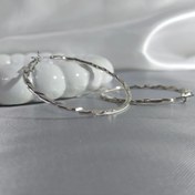 تصویر گوشواره درامیس مدل حلقه بزرگ موج دار استیل 