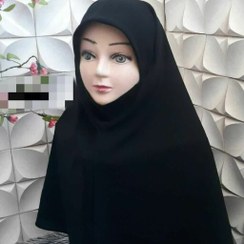 تصویر مقنعه چونه دار زنانه جنس کرپ درجه یک ، کیفیت عالی قواره 100 رنگ مشکی 