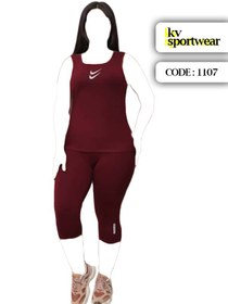 تصویر ست تاپ شلوارک نخی ورزشی زنانه کد 002 womens sports cotton top shorts set code 002