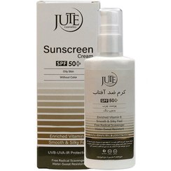 تصویر كرم ضد آفتاب پمپی اس پی اف 50 پوست چرب بی رنگ 100 میلی لیتر ژوت Jute spf50 For Oily Skin Colorless Sunscreen Cream