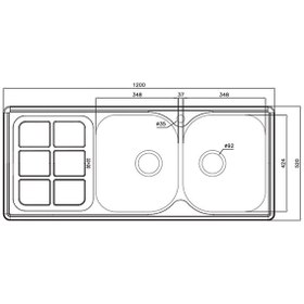 تصویر سینک ظرفشویی استیل البرز مدل 301 روکار دو لگنه 
