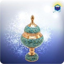 تصویر شکلات خوری مس و فیروزه کوب کوچک 21 سانت آقاجانی 