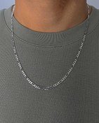 تصویر گردنبند مردانه نقره فیگارو 4 میل 