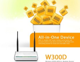تصویر مودم-روتر تندا مدل دبلیو 300 دی Tenda W300D Wireless N300 ADSL2+ Modem Router