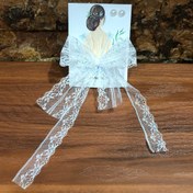 تصویر گیفت عروس گیره سر و گوشواره مروارید کد2 