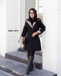 تصویر بارانی زنانه مدل آهو سایز ۵۲ کتان سبز 