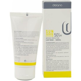 تصویر کرم ضدآفتاب بژ طبیعی مناسب پوست نرمال تا خشک SPF50 دلانو 50 میلی لیتر ا Delano Sun Screen Cream For Normal Skin 50+SPF Delano Sun Screen Cream For Normal Skin 50+SPF