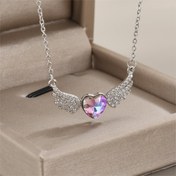 تصویر گردنبند زنانه جواهری مدل بال فرشته نگین مخراج رنگ ثابت Angel wing necklace