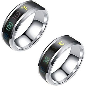 تصویر حلقه های مانیتور دما JXFS ، سنسور دماسنج دماسنج دیجیتال حلقه های هوشمند حلقه های دوست داشتنی عروسی ، اندازه مناسب حلقه های موج فلزی تیتانیوم-نقره-13 