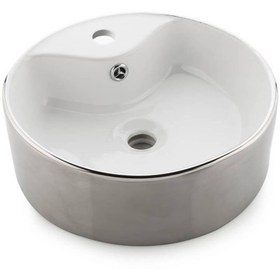 تصویر روشویی روکابینتی لنو سفید نقره ای نوین سرام Leno Top Counter Basin