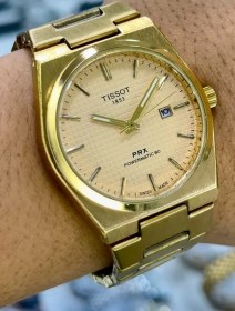 تصویر ساعت مچی تیسوت بند طلایی | Tissot gold wrist watch 