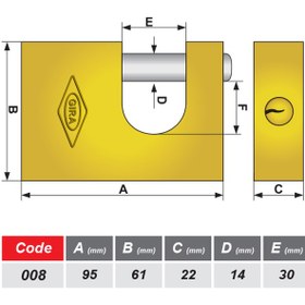 تصویر قفل کتابی گیرا Gira950 95mm کد 008 Gira 950 95mm Padlock