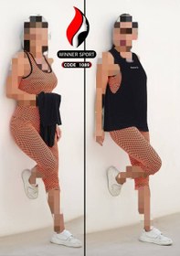 تصویر ست نیمتنه شلوارک و کاور سایز بزرگ ورزشی زنانه UNDER ARMOUR کد 002 UNDER ARMOUR womens big size sports cover shorts set code 002